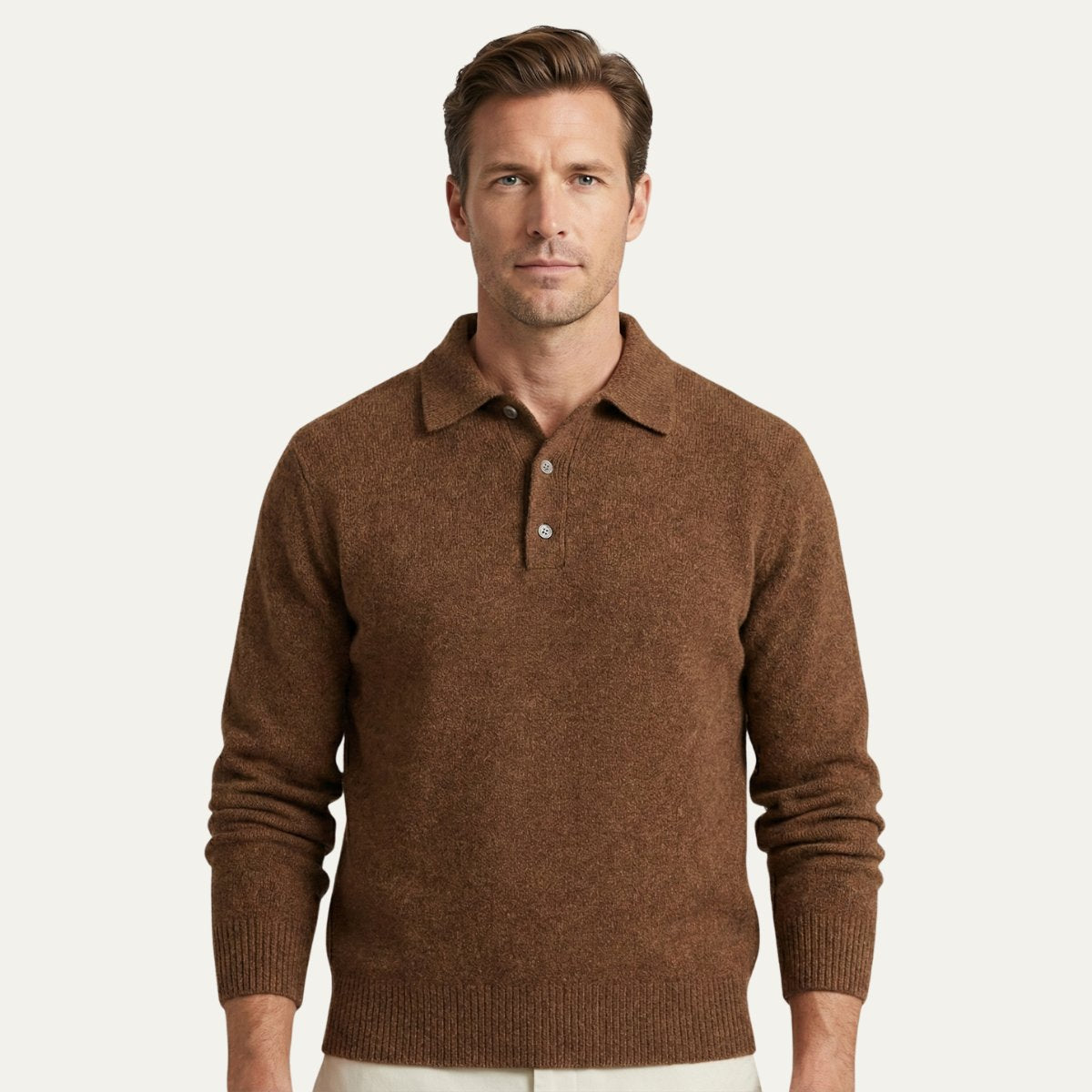 Men's Trendy Soft Knit Polo Sweater | Polo Collar Front