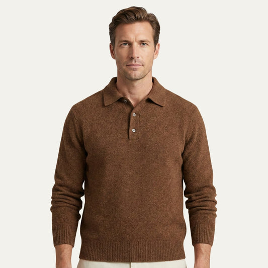 Men's Trendy Soft Knit Polo Sweater | Polo Collar Front