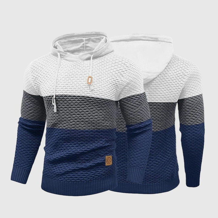 Men's Triple Tone Knit Pullover | Stripe Knit Hoodie Hero