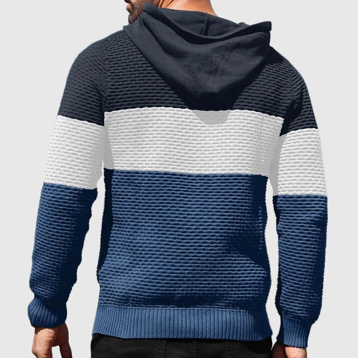 Men's Triple Tone Knit Pullover | Stripe Knit Hoodie Lifestyle