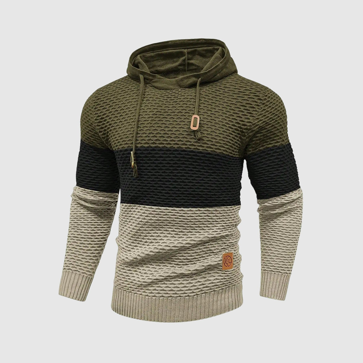 Men's Triple Tone Knit Pullover | Stripe Knit Hoodie Side