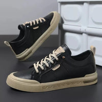 Men's Two-Tone Leather Sneaker Shoes Angle
