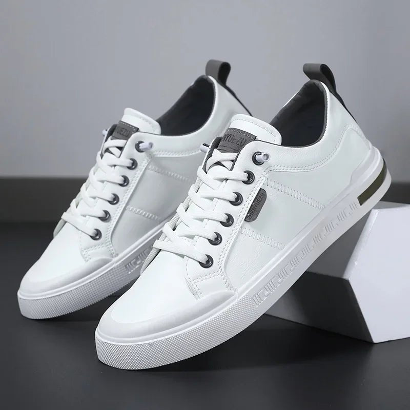 Men's Two-Tone Leather Sneaker Shoes Side