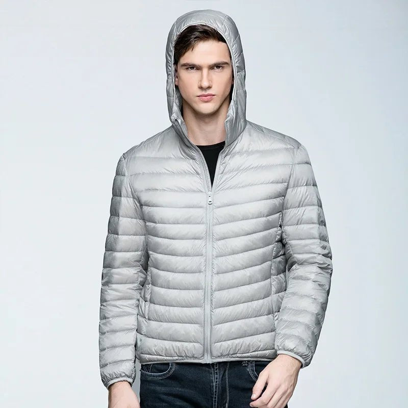 Men's Ultralight Quilted Puffer Jacket | Hooded Winter Warmth Side