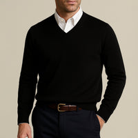 Men's V-Neck Wool Sweater | Slim Fit Knit Pullover Alternate