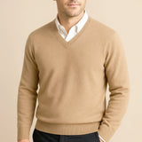 Men's V-Neck Wool Sweater | Slim Fit Knit Pullover