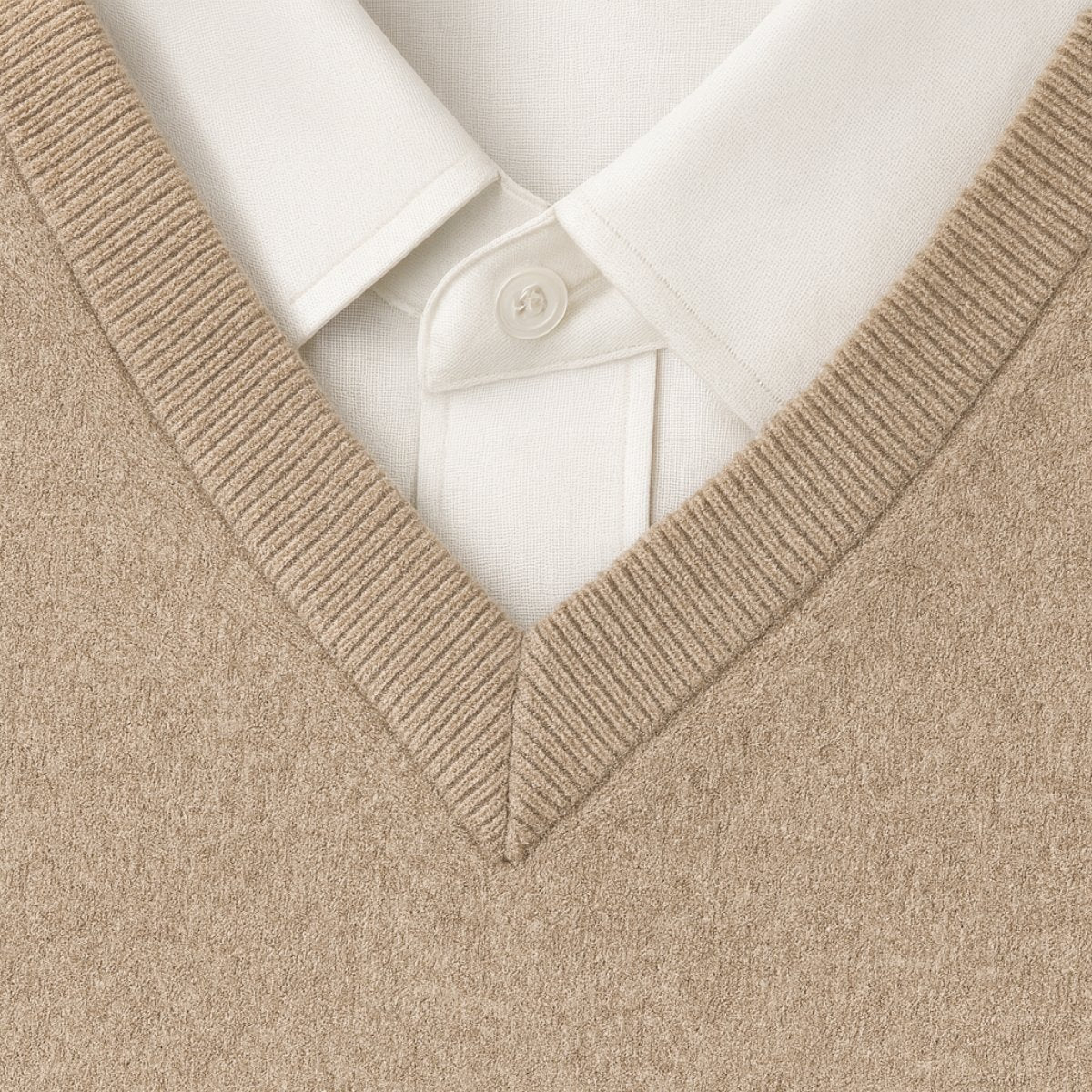 Men's V-Neck Wool Sweater | Slim Fit Knit Pullover Side