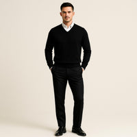 Men's V-Neck Wool Sweater | Slim Fit Knit Pullover View 11