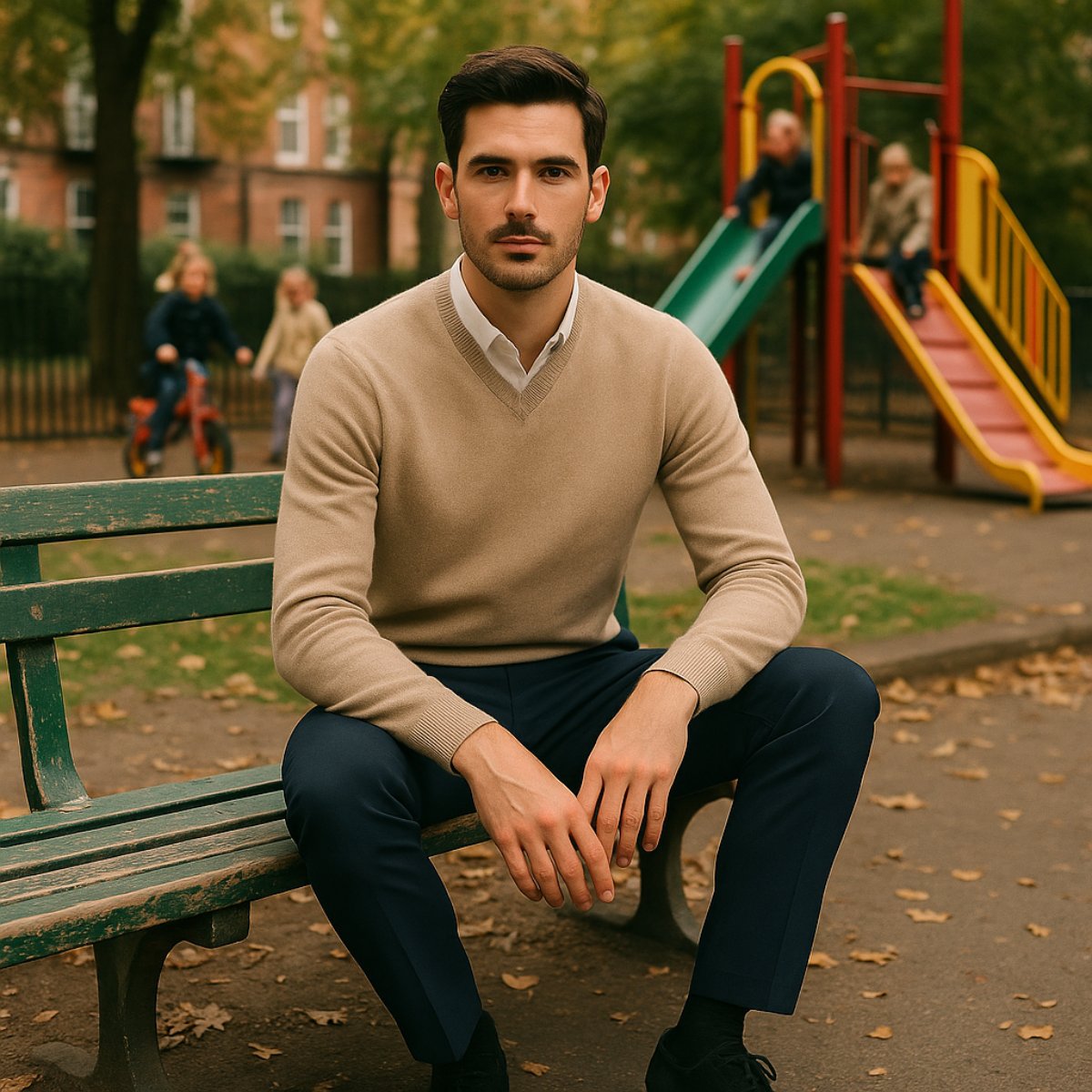 Men's V-Neck Wool Sweater | Slim Fit Knit Pullover View 12
