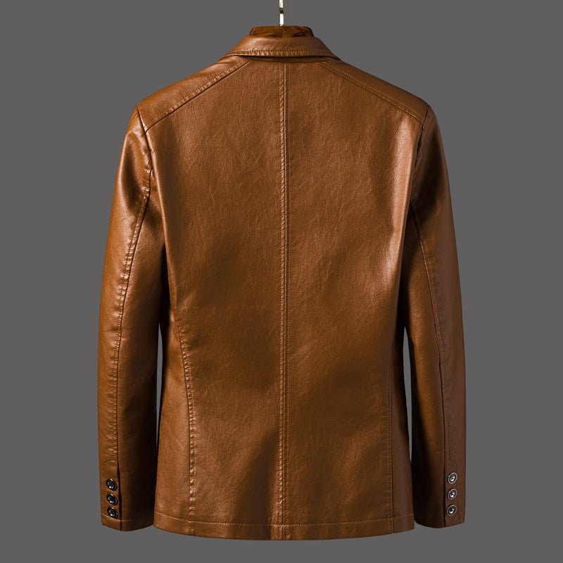 Men's Vegan Leather Blazer | Notched Lapel Tailored Fit Front
