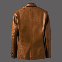 Men's Vegan Leather Blazer | Notched Lapel Tailored Fit Front