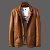 Men's Vegan Leather Blazer | Notched Lapel Tailored Fit