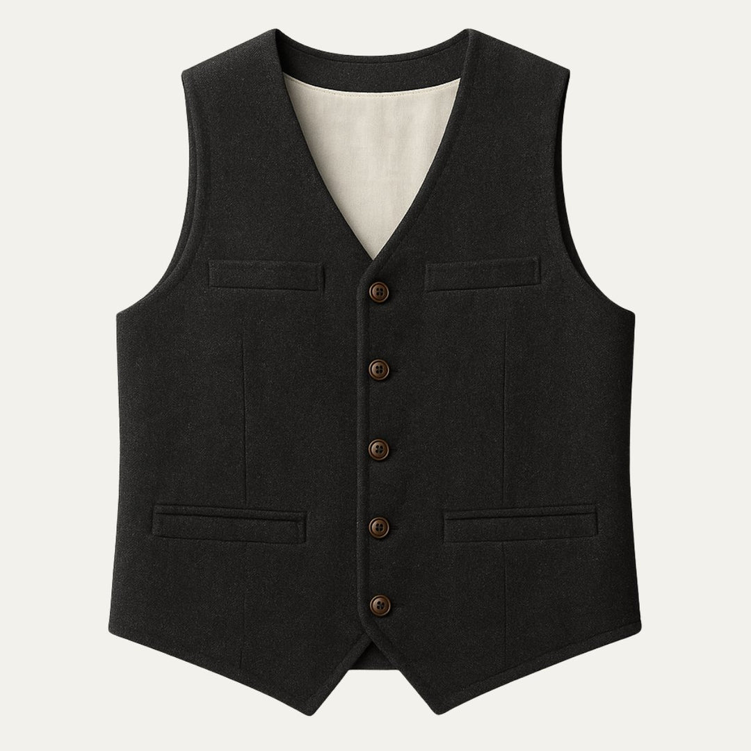 Men's Vintage Button-Up Vest | Notched Hem Tailored Hero