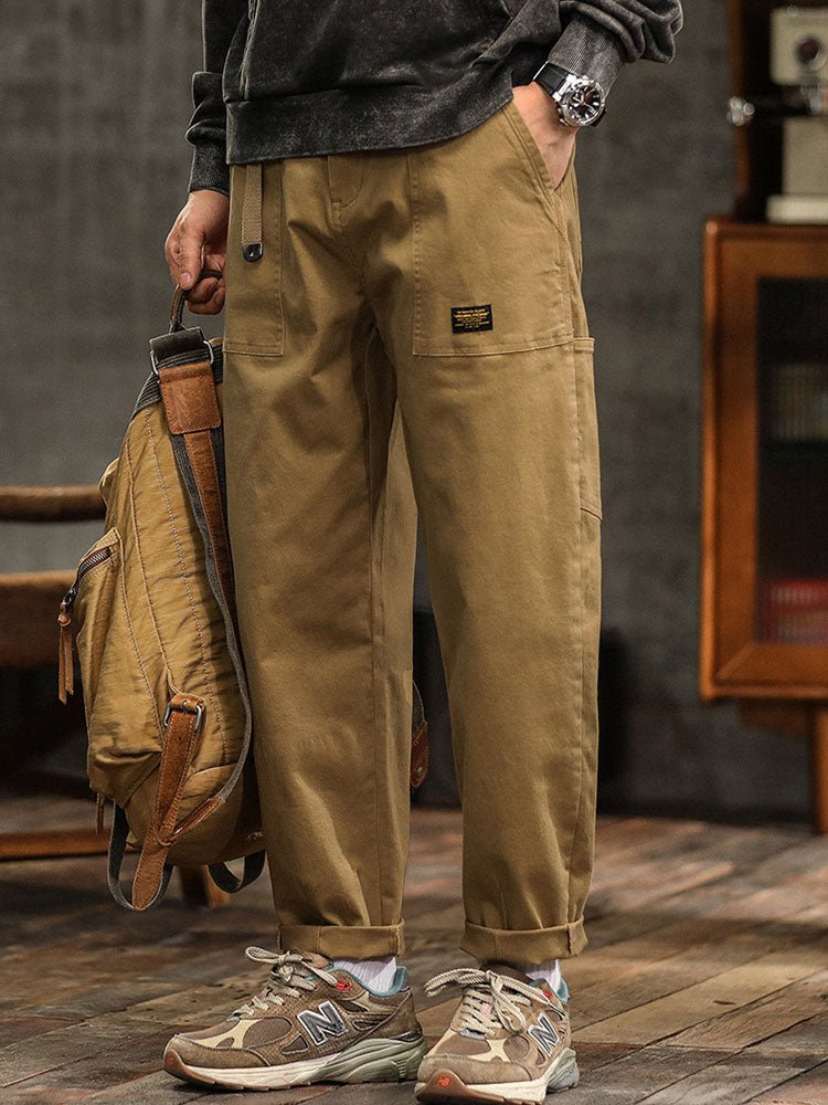 Men's Vintage Cargo Pants with Rolled Cuffs Angle
