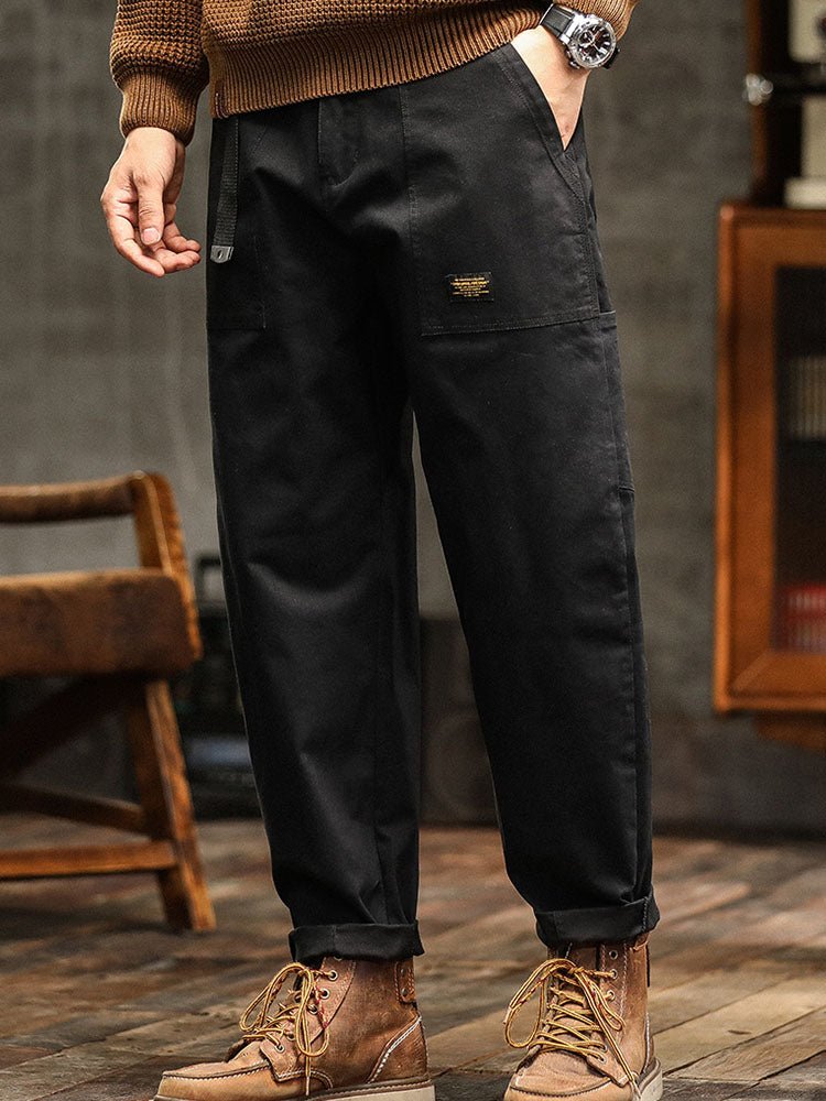 Men's Vintage Cargo Pants with Rolled Cuffs Detail