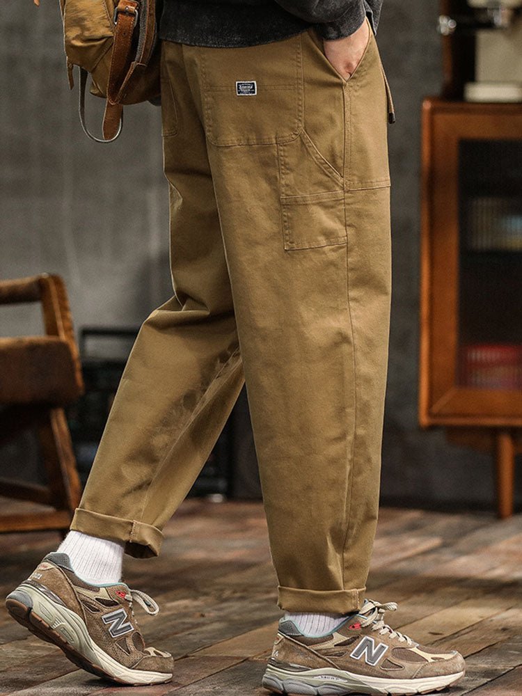 Men's Vintage Cargo Pants with Rolled Cuffs Full
