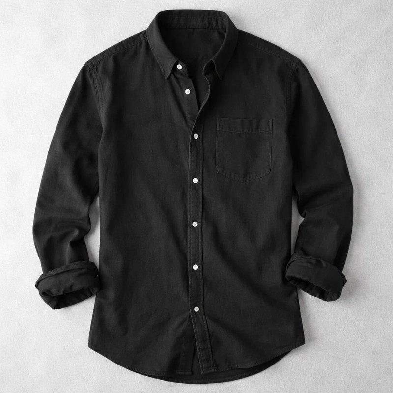 Men's Vintage Cotton Chambray Shirt Top Angle