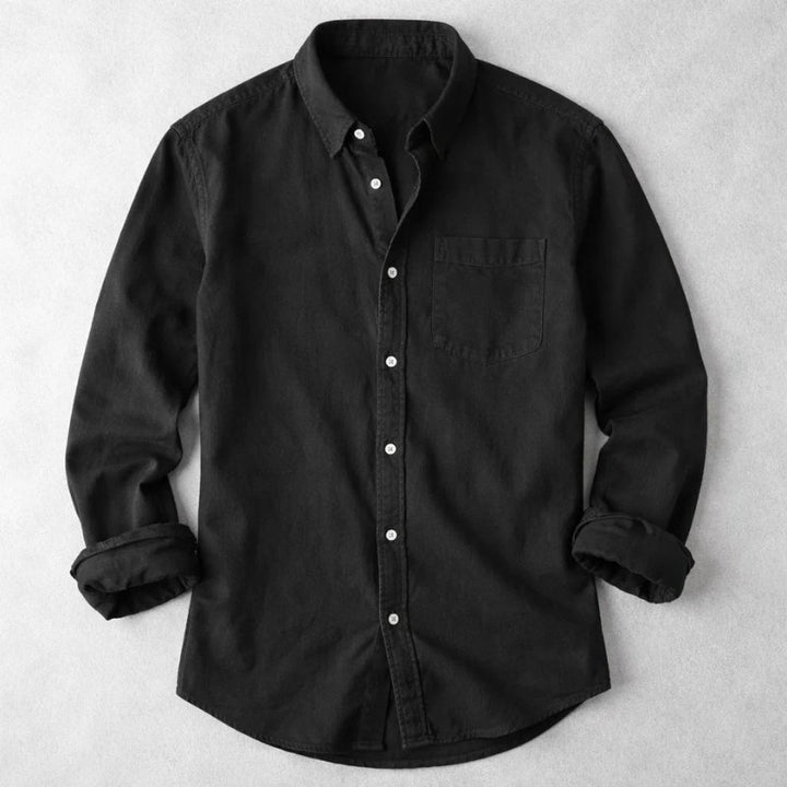 Men's Vintage Cotton Chambray Shirt Top Angle