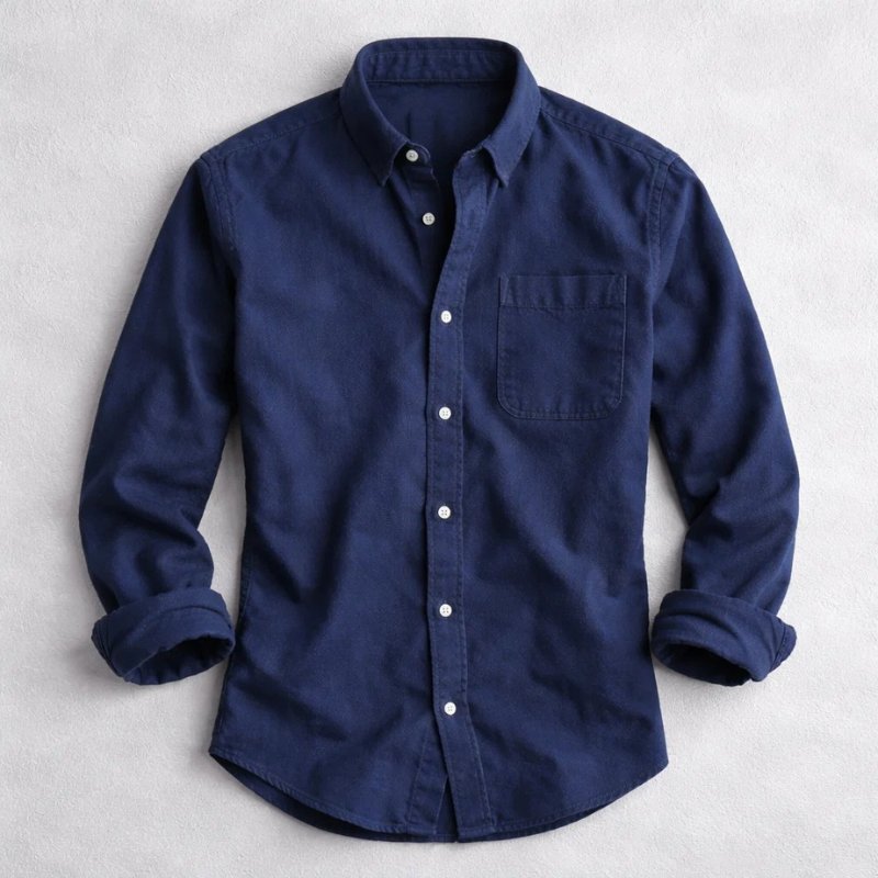 Men's Vintage Cotton Chambray Shirt Top Close Up