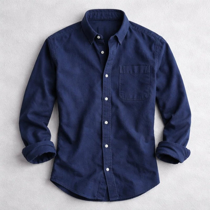 Men's Vintage Cotton Chambray Shirt Top Close Up