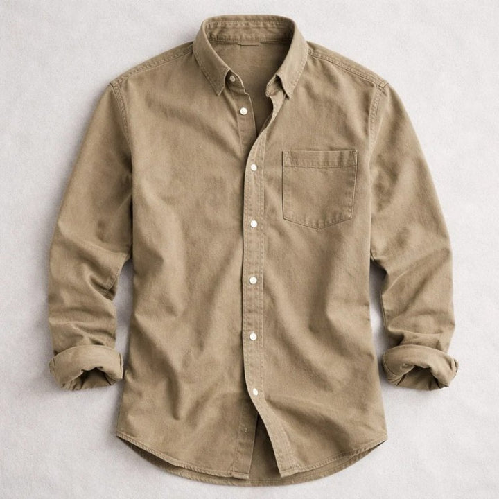 Men's Vintage Cotton Chambray Shirt Top Detail