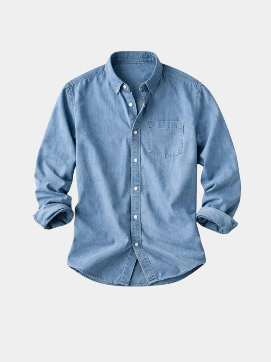 Men's Vintage Cotton Chambray Shirt Top Hero