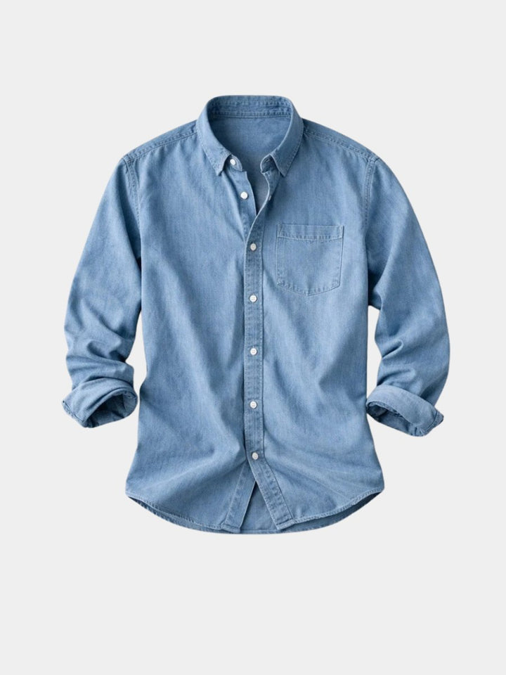 Men's Vintage Cotton Chambray Shirt Top Hero
