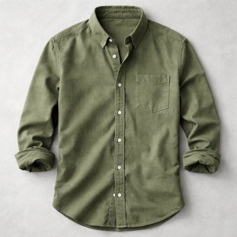 Men's Vintage Cotton Chambray Shirt Top Side