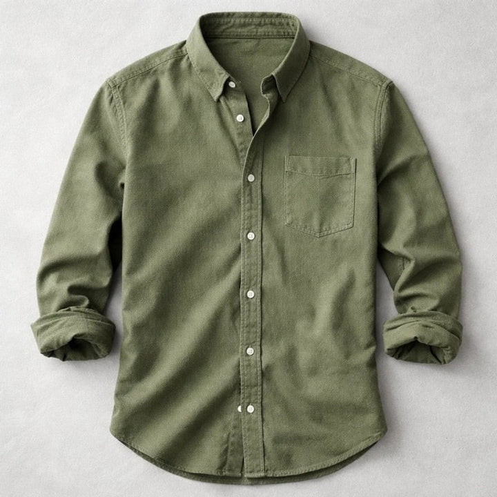 Men's Vintage Cotton Chambray Shirt Top Side