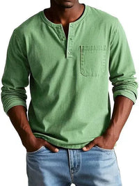 Men's Vintage Henley Shirt Top Alternate