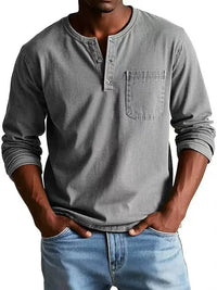 Men's Vintage Henley Shirt Top Angle