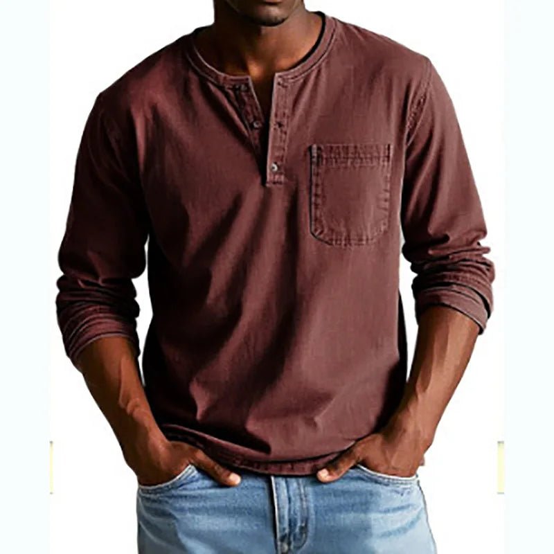 Men's Vintage Henley Shirt Top Back