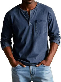Men's Vintage Henley Shirt Top View 11