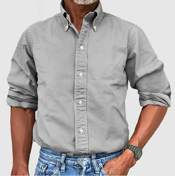 Men's Vintage Wash Cotton Button Down Shirt | Relaxed Fit Full
