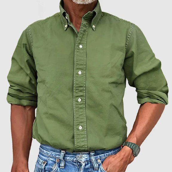 Men's Vintage Wash Cotton Button Down Shirt | Relaxed Fit Lifestyle