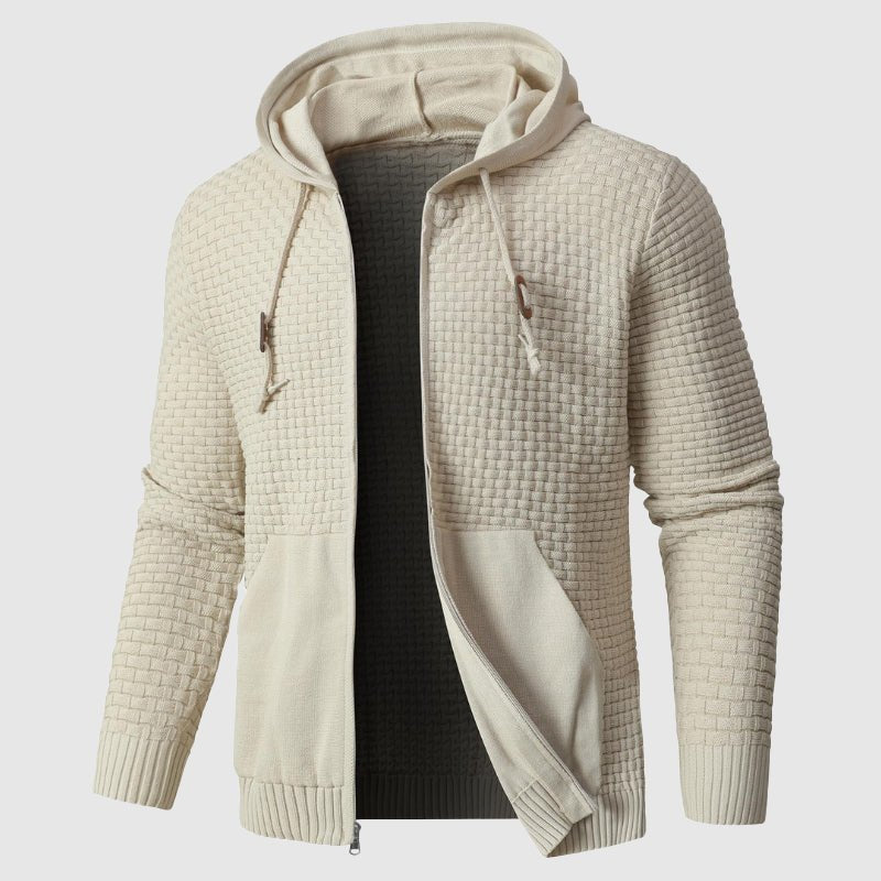 Men's Waffle Zip Up Knit Hoodie | Insulated Back