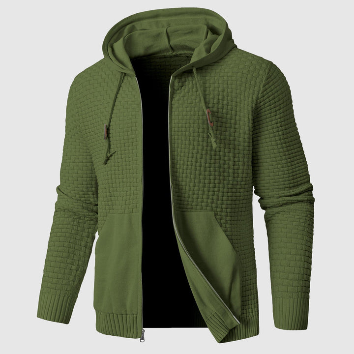 Men's Waffle Zip Up Knit Hoodie | Insulated Detail