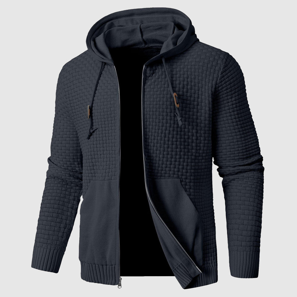 Men's Waffle Zip Up Knit Hoodie | Insulated Front