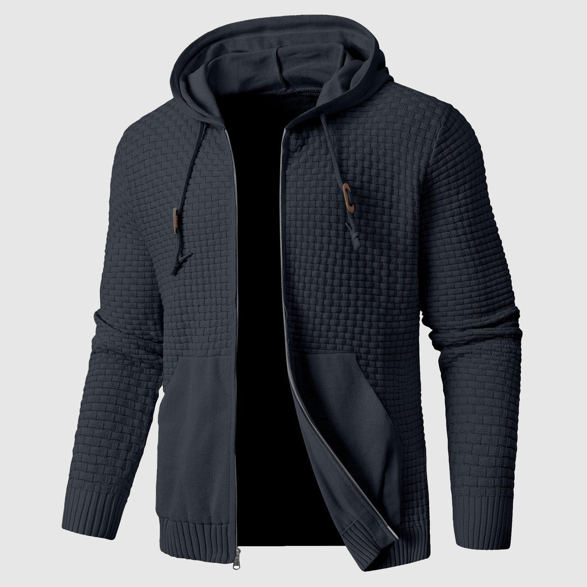 Men's Waffle Zip Up Knit Hoodie | Insulated Front