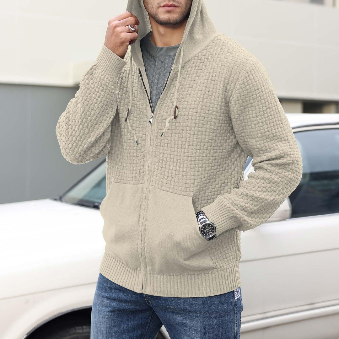Men's Waffle Zip Up Knit Hoodie | Insulated Lifestyle