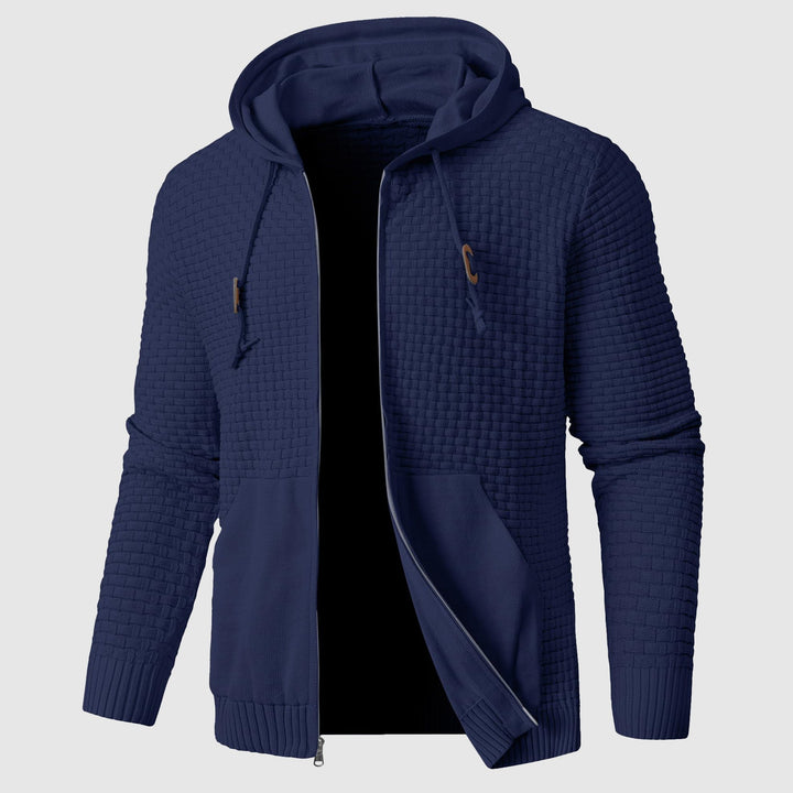 Men's Waffle Zip Up Knit Hoodie | Insulated Side