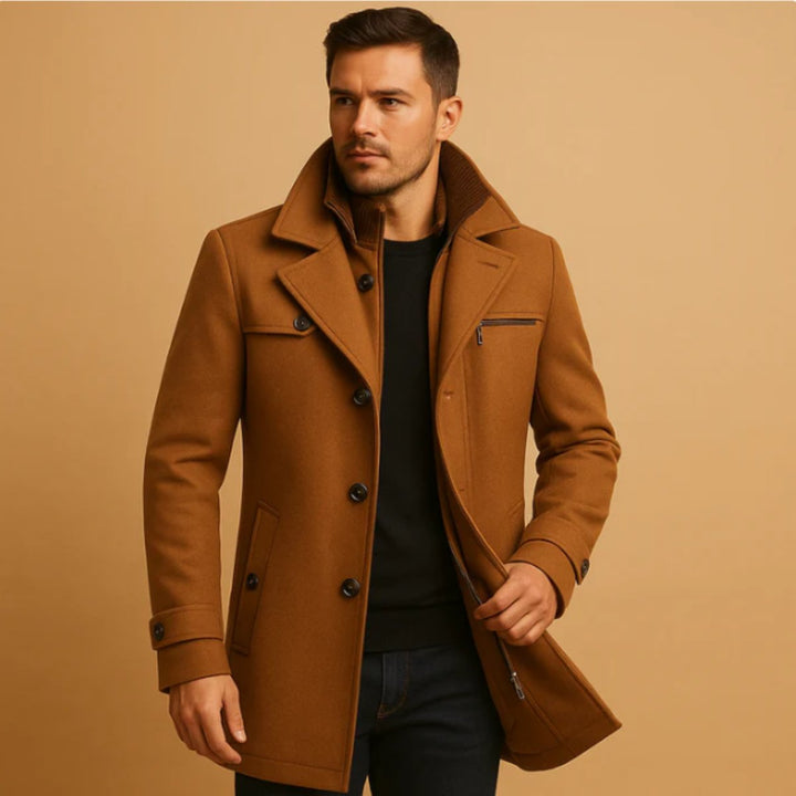 Men's Warm Adjustable Cuff Winter Coat | Bib Collar Back