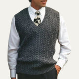 Men's Warm Cable Knitted V Neck Sweater Vest | Layering