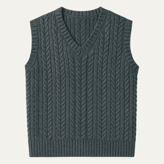 Men's Warm Cable Knitted V Neck Sweater Vest | Layering Hero