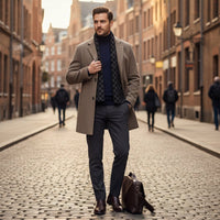 Men's Warm Fur Lined Coat | Scarf Collar Tailored Fit Alternate