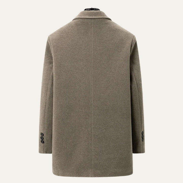Men's Warm Fur Lined Coat | Scarf Collar Tailored Fit Angle
