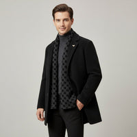 Men's Warm Fur Lined Coat | Scarf Collar Tailored Fit Front