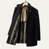 Men's Warm Fur Lined Coat | Scarf Collar Tailored Fit