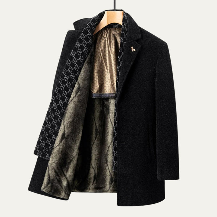 Men's Warm Fur Lined Coat | Scarf Collar Tailored Fit Hero