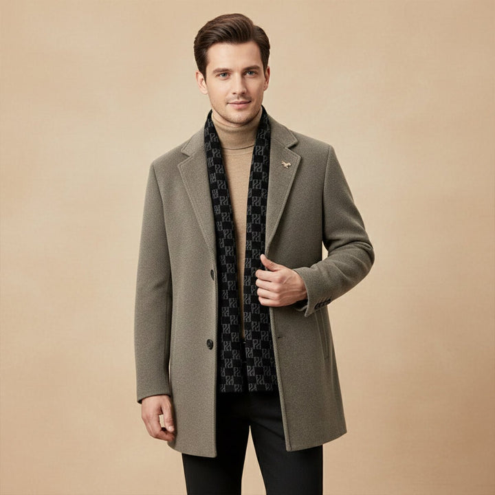 Men's Warm Fur Lined Coat | Scarf Collar Tailored Fit Lifestyle